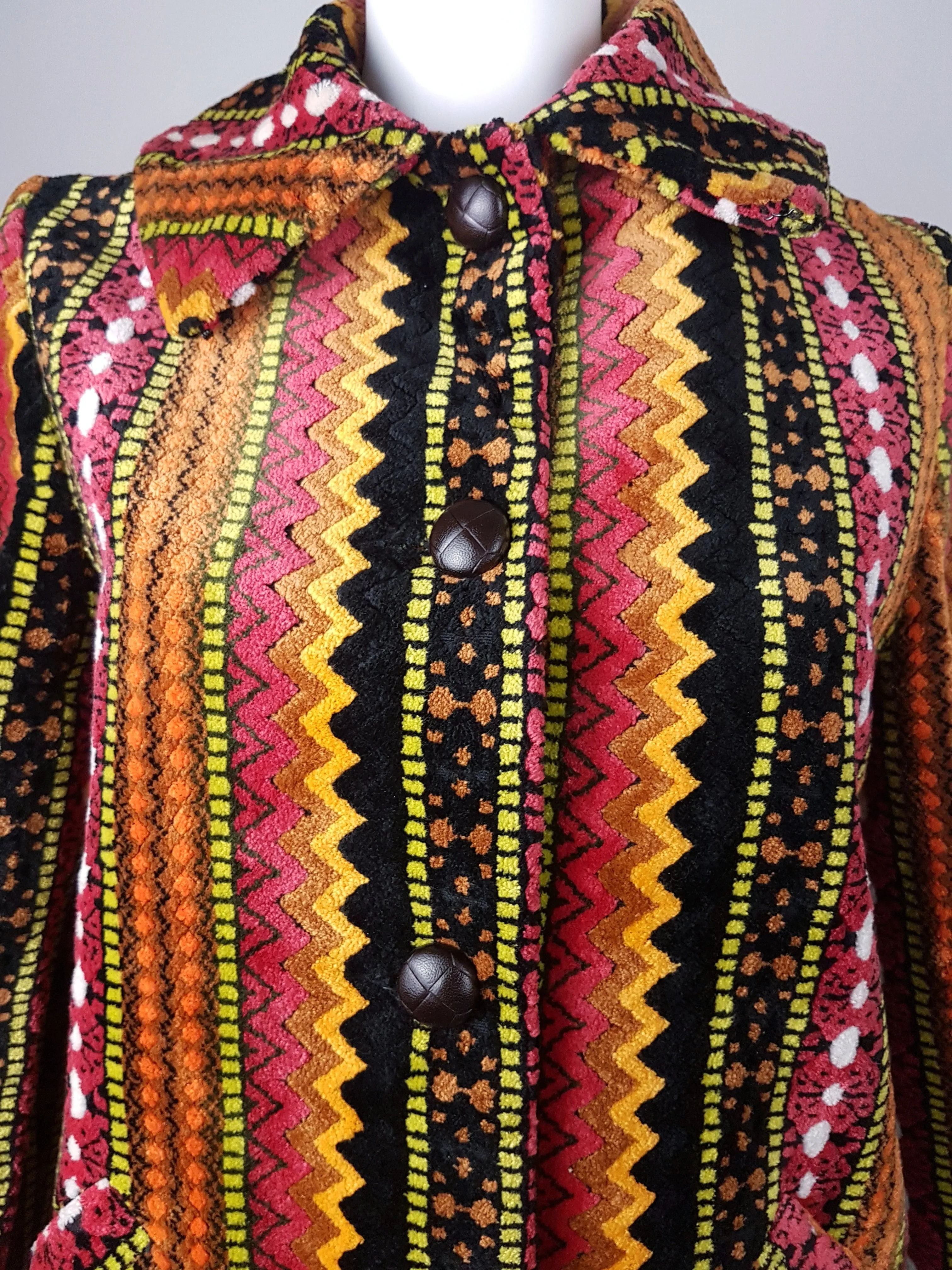 Vintage 60's | Tregos Westwear Chenille | Tapestry Carpet Coat