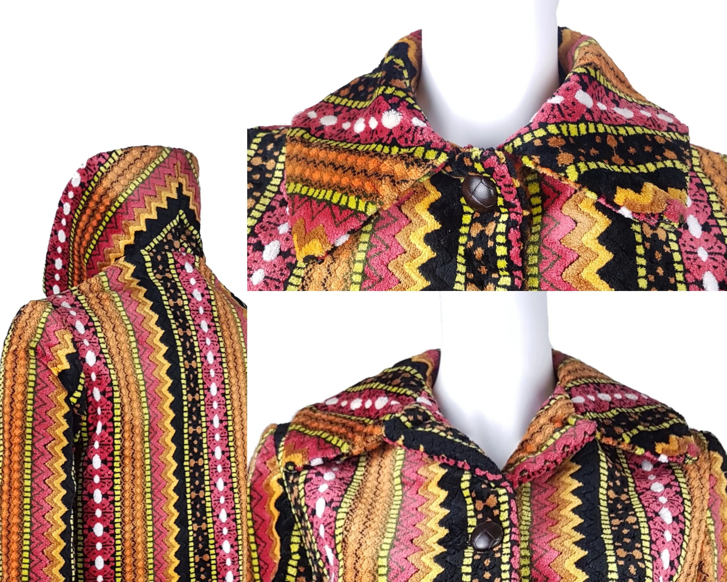 Vintage 60's | Tregos Westwear Chenille | Tapestry Carpet Coat