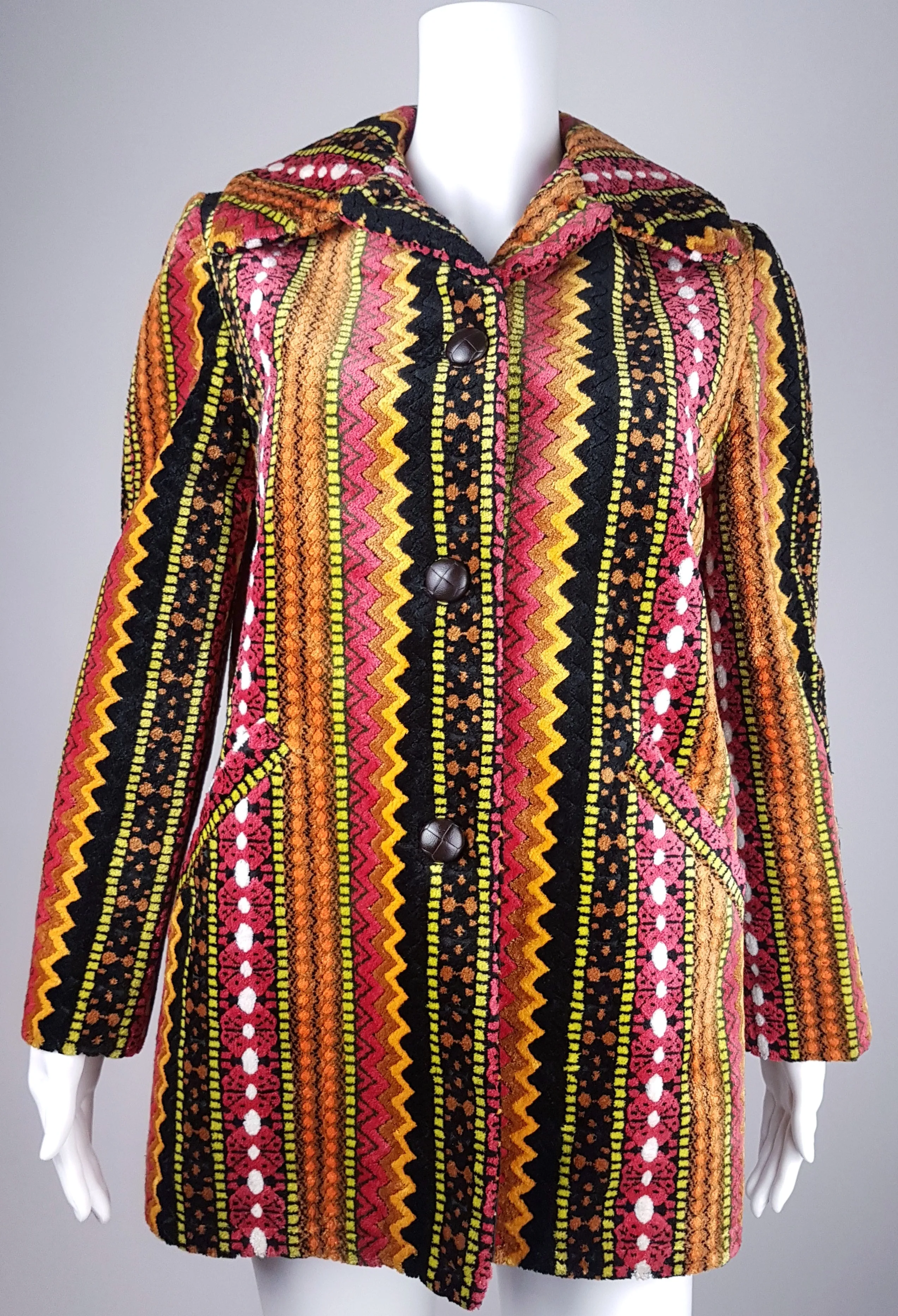 Vintage 60's | Tregos Westwear Chenille | Tapestry Carpet Coat
