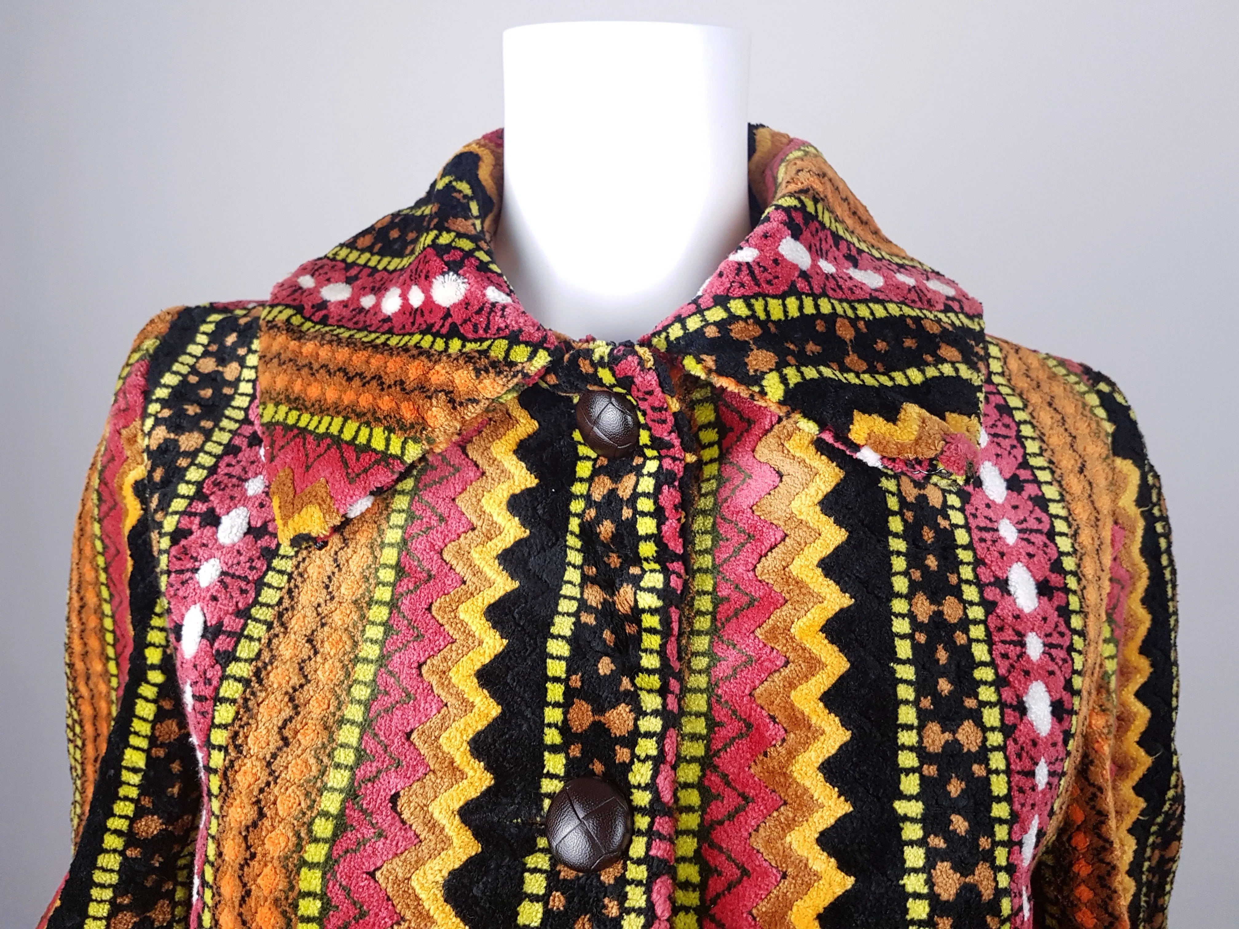 Vintage 60's | Tregos Westwear Chenille | Tapestry Carpet Coat