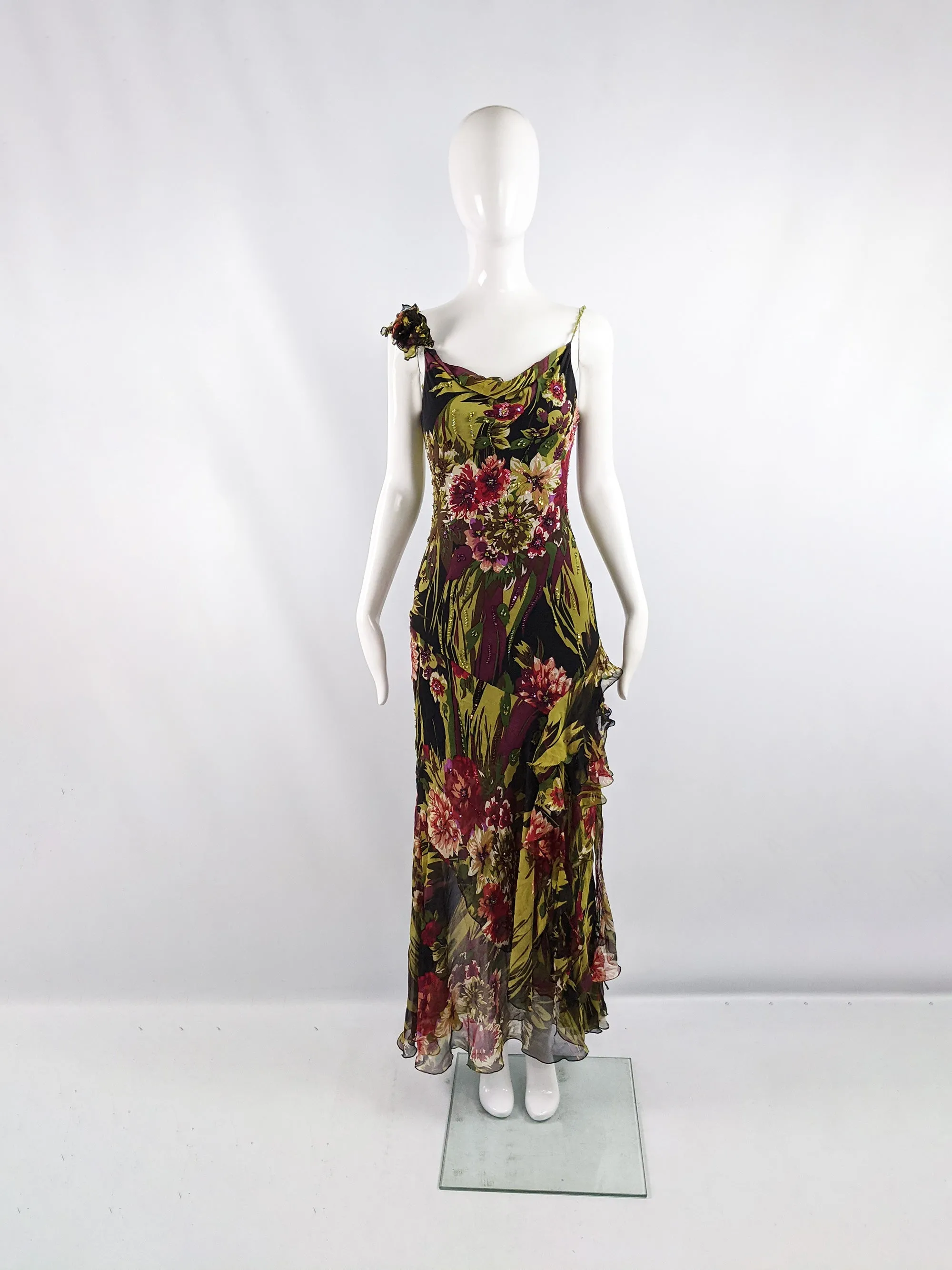 Vintage Silk Chiffon Maxi Slip Dress, 1990s