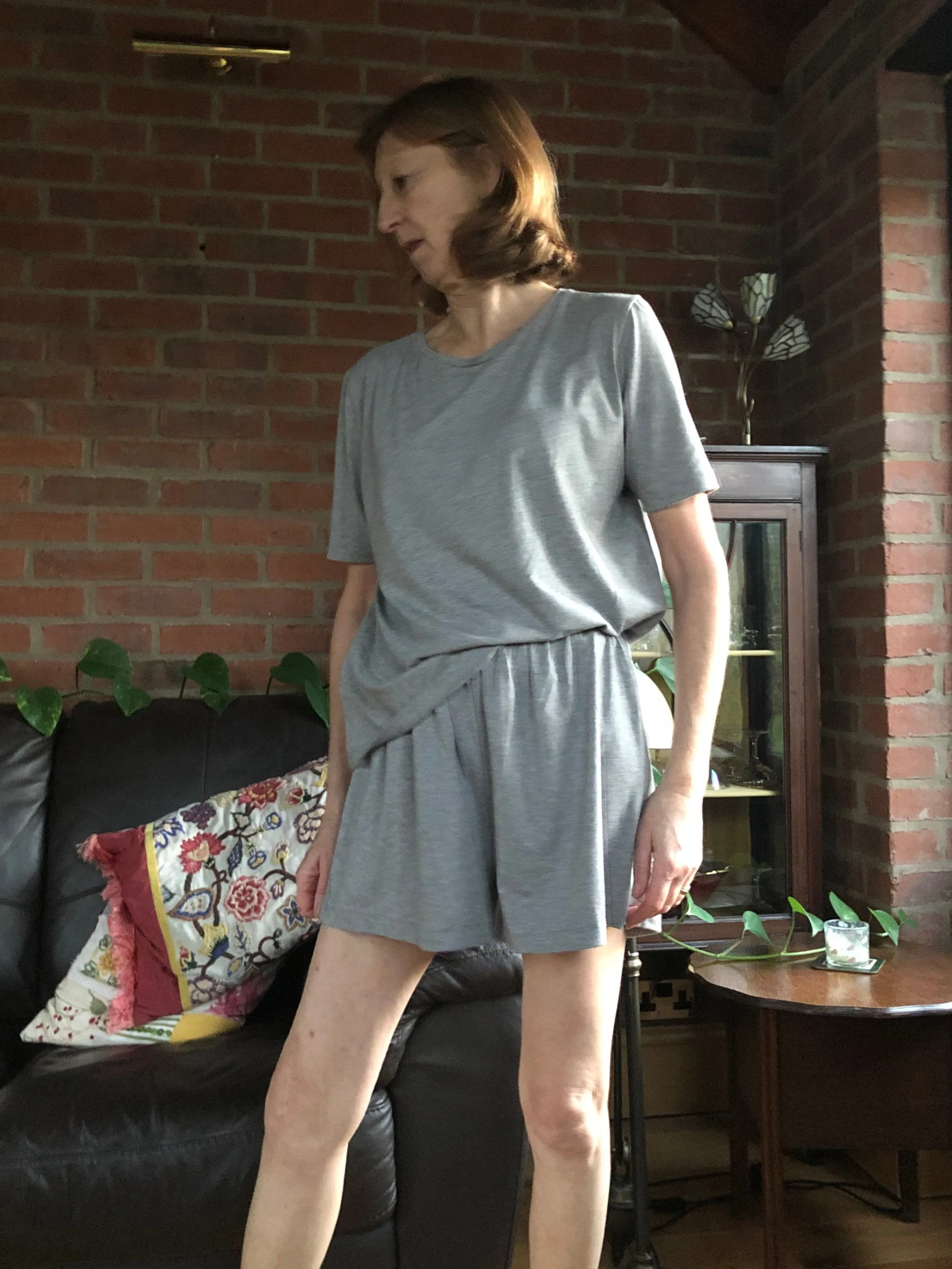 Women's grey shorts & t-shirt set