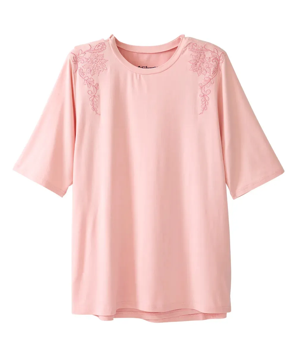 Women’s Open-Back Adaptive Embroidered T-Shirt
