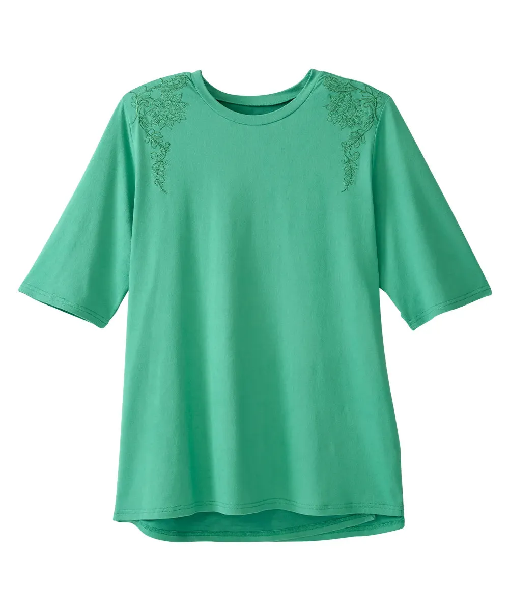 Women’s Open-Back Adaptive Embroidered T-Shirt