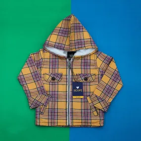Yellow Checkered Coat With Fur