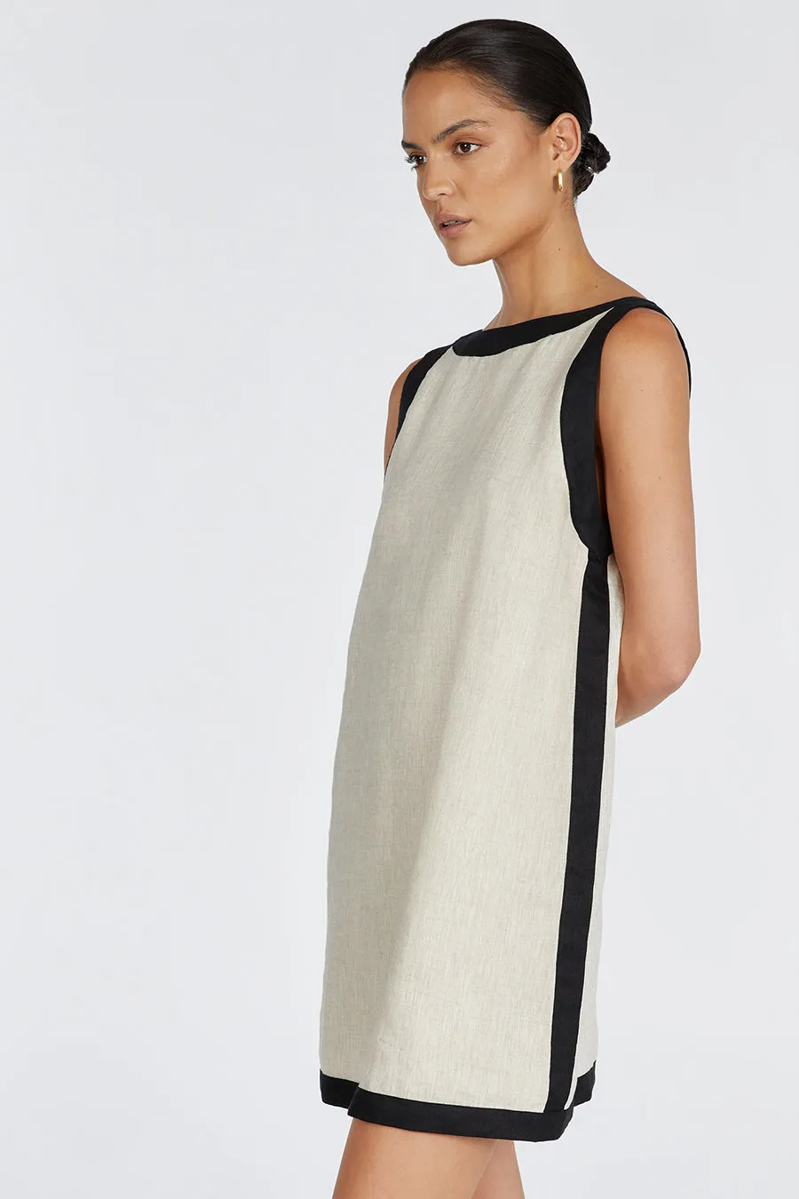 ZURI NATURAL LINEN MINI DRESS